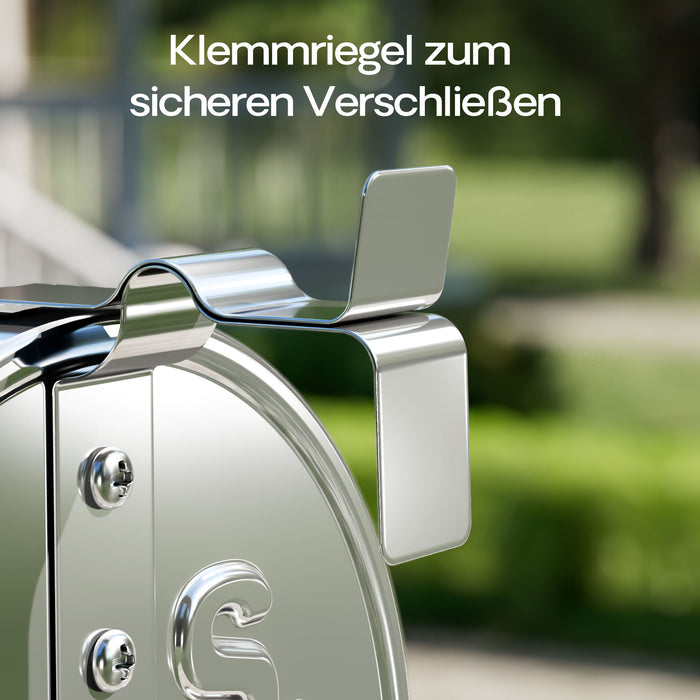 Cassetta postale americana in acciaio zincato grigio con materiale di montaggio