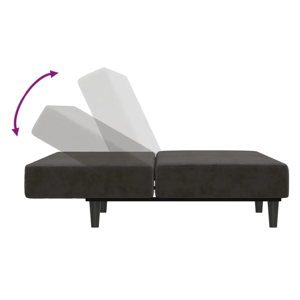 Divano Letto a 2 Posti-Sofa Letto 2 Posti-Daybed Grigio Scuro in Velluto 629647