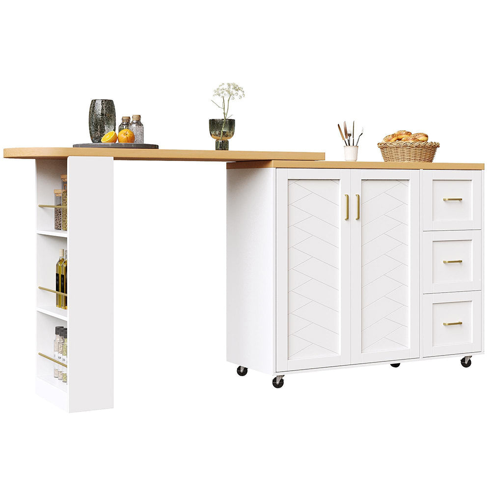 Carrello bar estensibile - Xylo - 2 porte 3 cassetti ruote bianco/nero