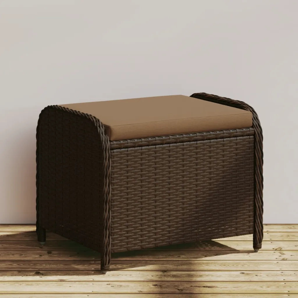 Sgabello Giardino con Cuscino Marrone 58x46x46 cm in Polyrattan CFW7341689