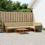 Set di divani da esterno con cuscino 6 pcs Naturale e Beige 3382581