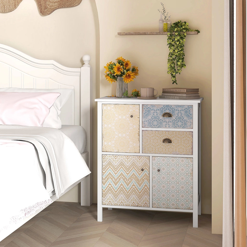 Cassettiera 2 cassetti 3 ante ¨C zephmum ¨C bianco 68x34x80cm