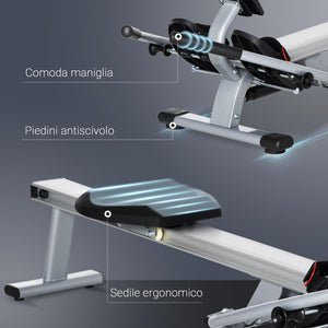 Vogatore 12 Resistenze 160x61x50 cm con Monitor in Alluminio e Acciaio