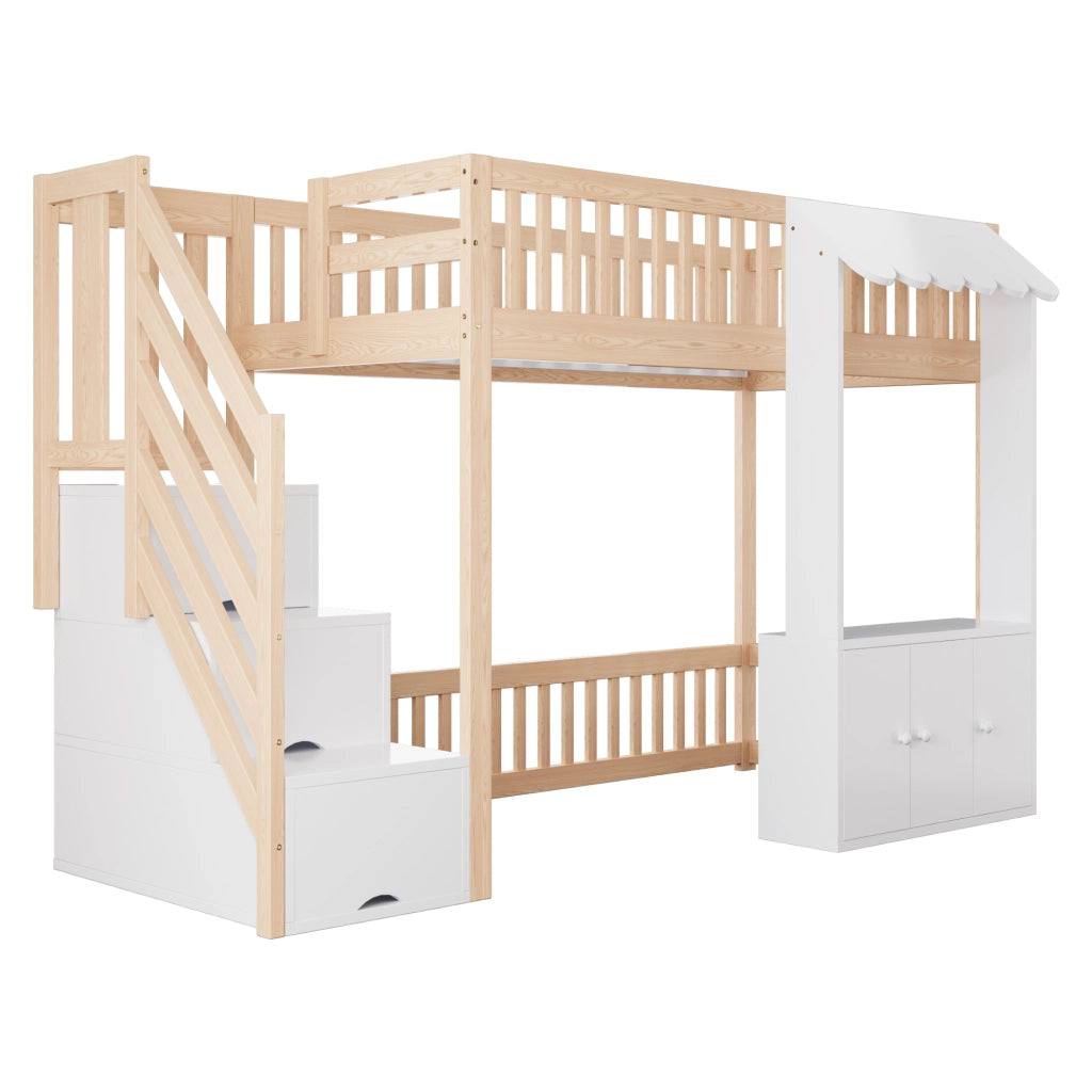 letto a castello legno colore legno 253 x 108.9 cm