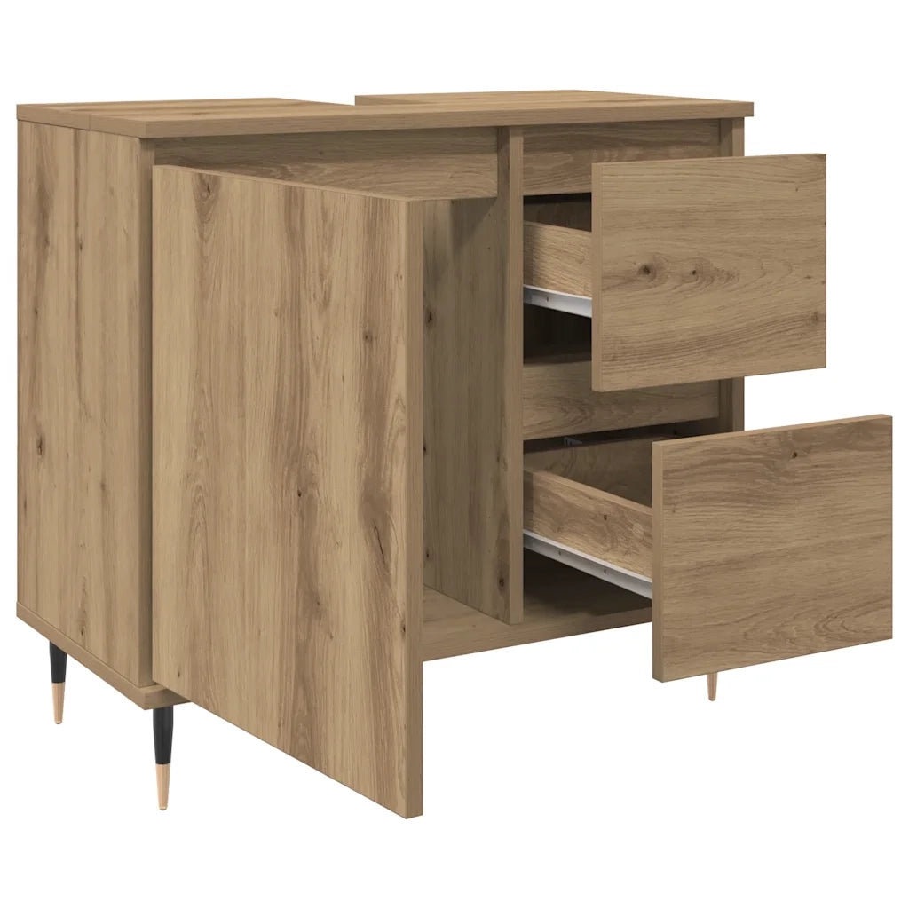 Armadietto da Bagno | Armadio da bagno Rovere Artigianale 65x33x60cm in Truciolato