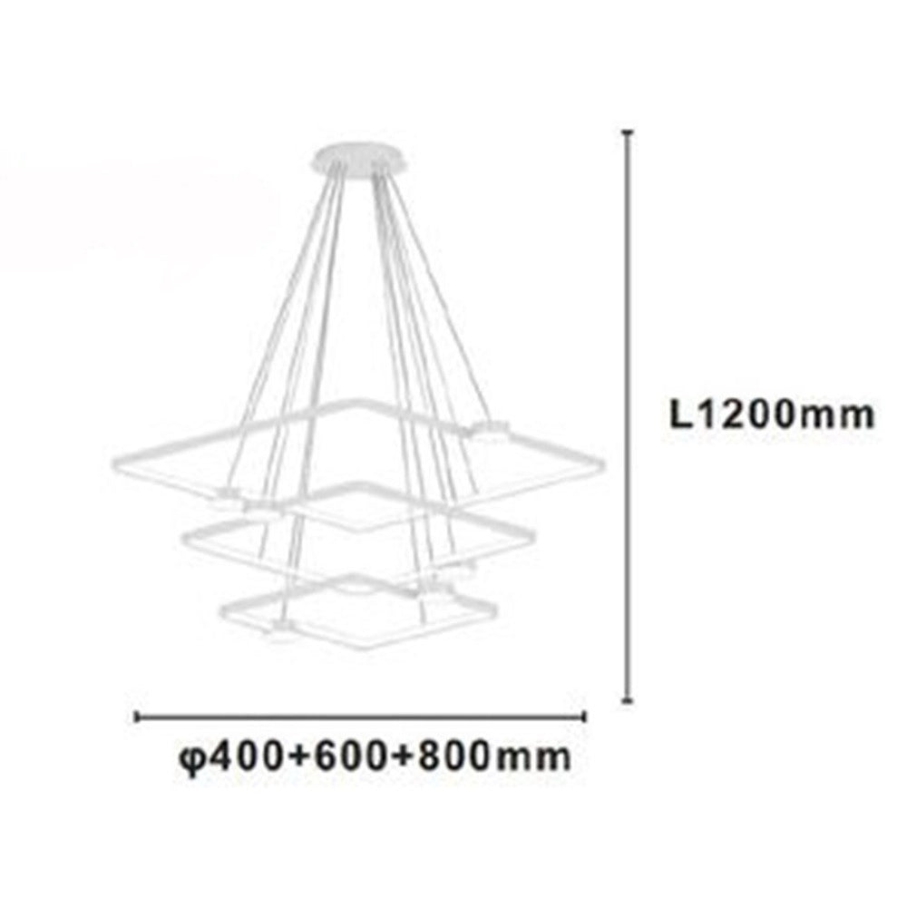 Trade Shop - Lampadario A Sospensione Led 112w 3 Quadrati Con Telecomando Design Moderno Bianco 71224 -