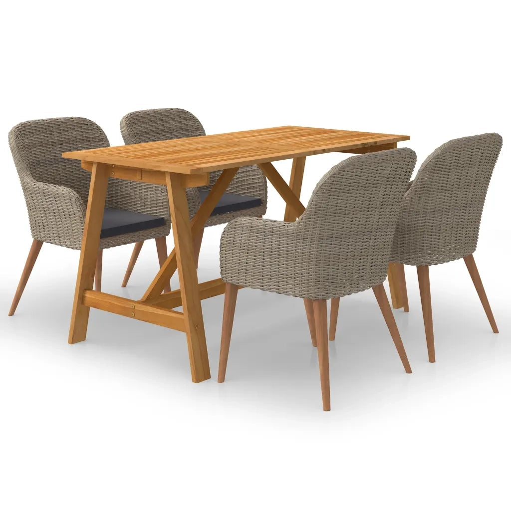 Set Mobili da Pranzo per Giardino 5 pz Marrone cod mxl 42200