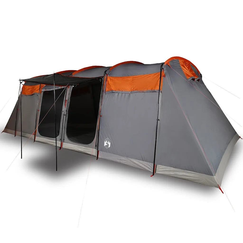 Tenda Familiare Tunnel 10 Persone Grigia Arancione Impermeabile 94621