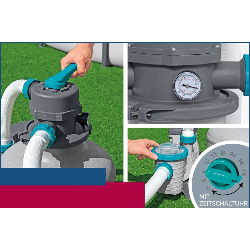 Trade Shop - Pompa Sistema Di Filtraggio A Sabbia Con Timer 6.056 L/h Per Piscine Fuori Terra 58497 -