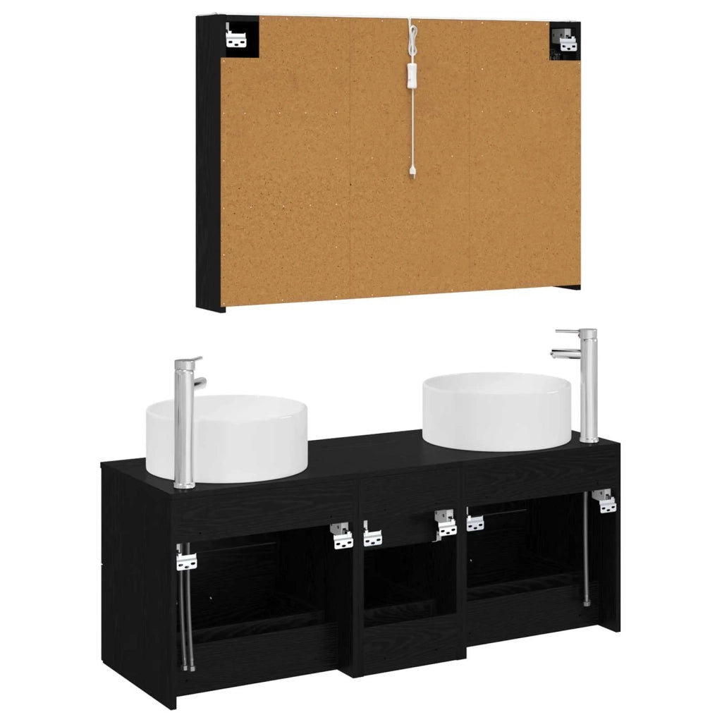 Set di mobili per il bagno 4 pcs Rovere Nero 3407104