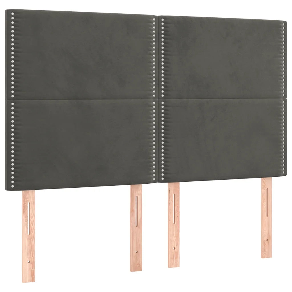 Testiera a LED Grigio Scuro 144x5x118/128cm in Velluto 3122333