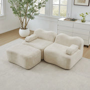Divano Modulare Angolare 2 Posti con Pouf ¨C Xylo ¨C Beige, Braccioli Mobili