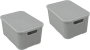 Set di Organizzazione Rotan Design - Capacità 19 Litri - Materiale BPA Inerte - Colore Grigio Chiaro