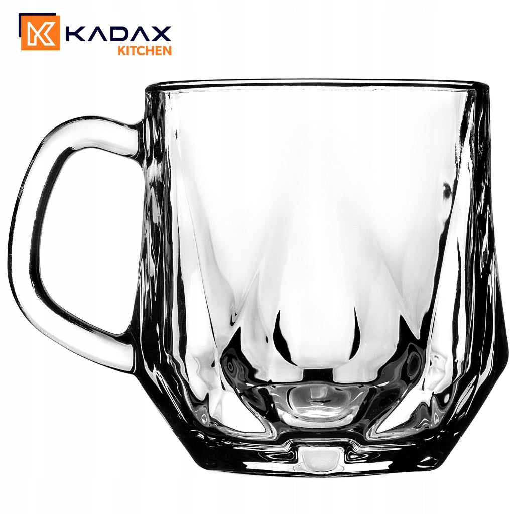 Tazza in vetro KADAX da 300 ml per caffè, tè, bevande e acqua, con manico per succhi di frutta.