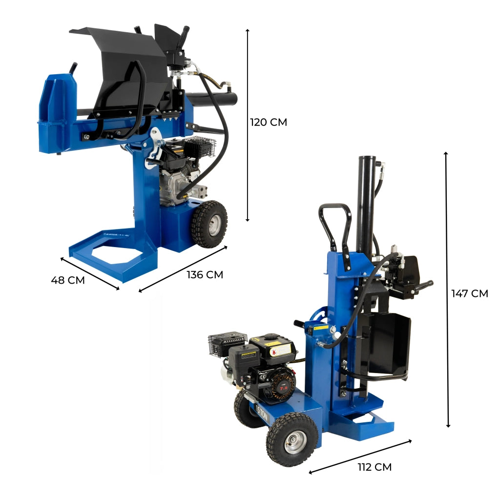 Spaccalegna 15 Ton Idraulico 7HP Benzina Orizzontale Verticale 520mm Legna
