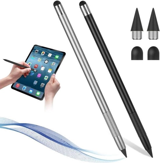 Set di Matite a Inchiostro Zero di 2 pezzi - Matite a Inchiostro Zero Soft Touch Infinity - Riscrivibili - Con Testine Sostituibili - Testine in Silicone - Scrivere - Creatività - Bambini