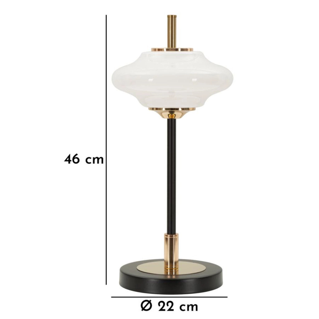 Lampada da Tavolo VKH921, Bianco, Vetro, 22x22x46 cm