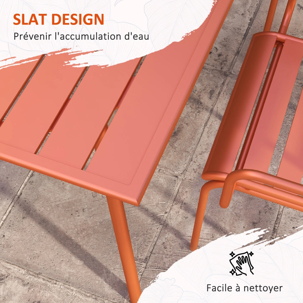 Set da pranzo da giardino 7 pezzi ¨C zephmum ¨C tavolo e 6 sedie impilabili in acciaio rosso