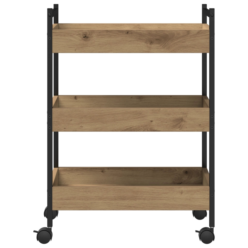 Carrello da Cucina  Rovere Artigianale 50x30x70 cm Legno Ingegnerizzato