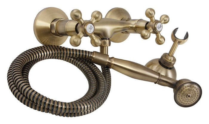 Rubinetto doccia a muro con supporto e doccetta, set bronzato