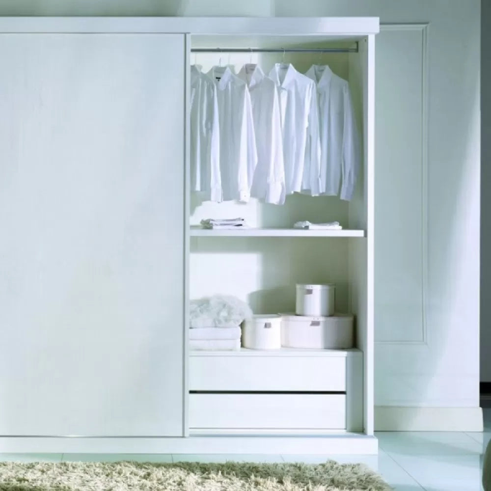 Armadio 2 porte scorrevoli specchio moderno in legno frassino bianco 287x67x258 - Mobili 2G