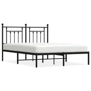 Letto matrimoniale | Letto per adulti | Giroletto con Testiera in Metallo Nero 150x200 cm