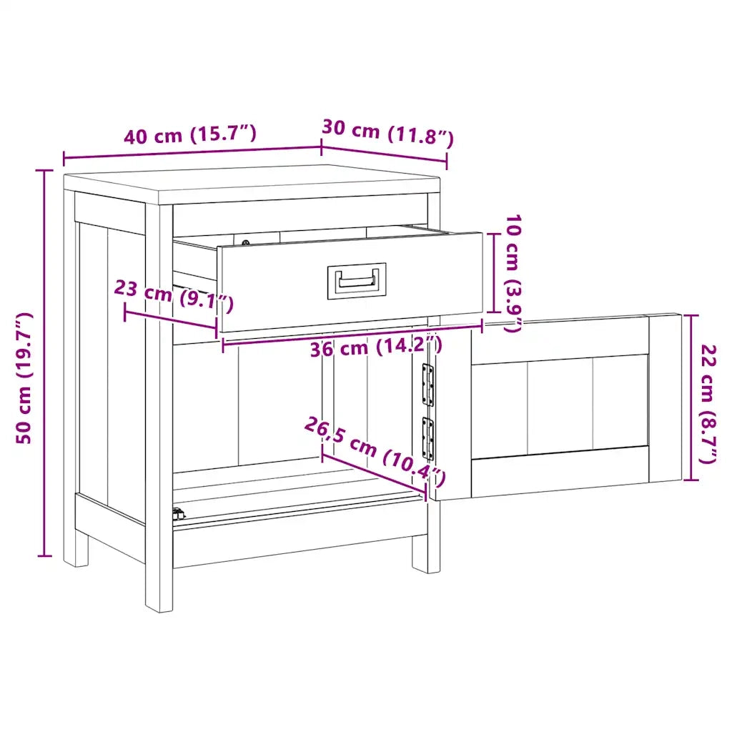 Comodino in Legno Massello di Teak 40x30x50 cm 244484