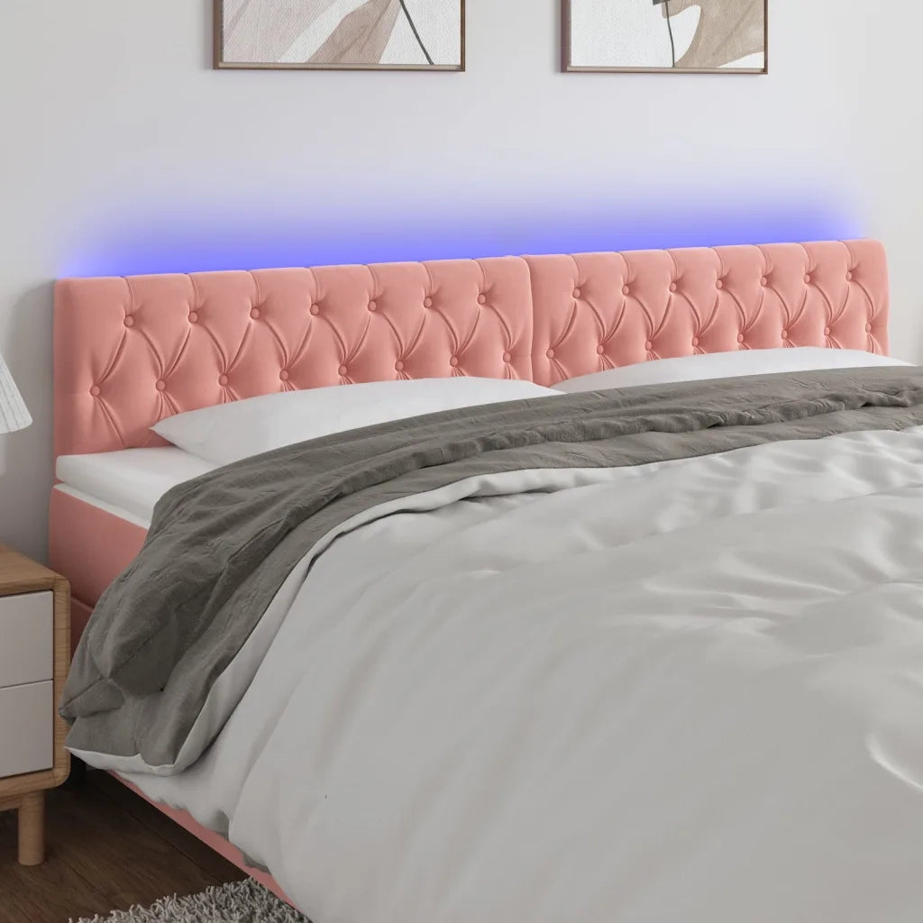 Testiera a LED Rosa 200x7x78/88 cm in Velluto 3122019