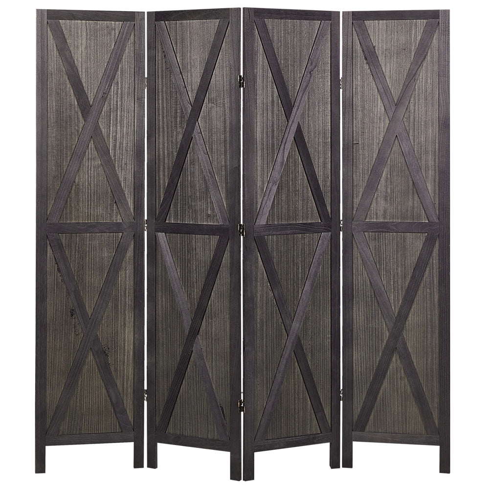 Divisorio per ambienti in legno compensato di legno Paulownia nero 4 pannelli pieghevoli schermo decorativo divisorio