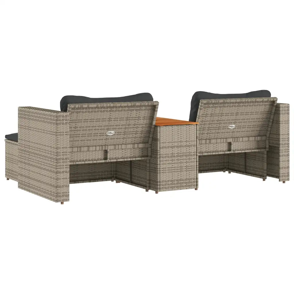 Set Divano Giardino 5 pz con Cuscini Grigio Polyrattan Acacia 365726