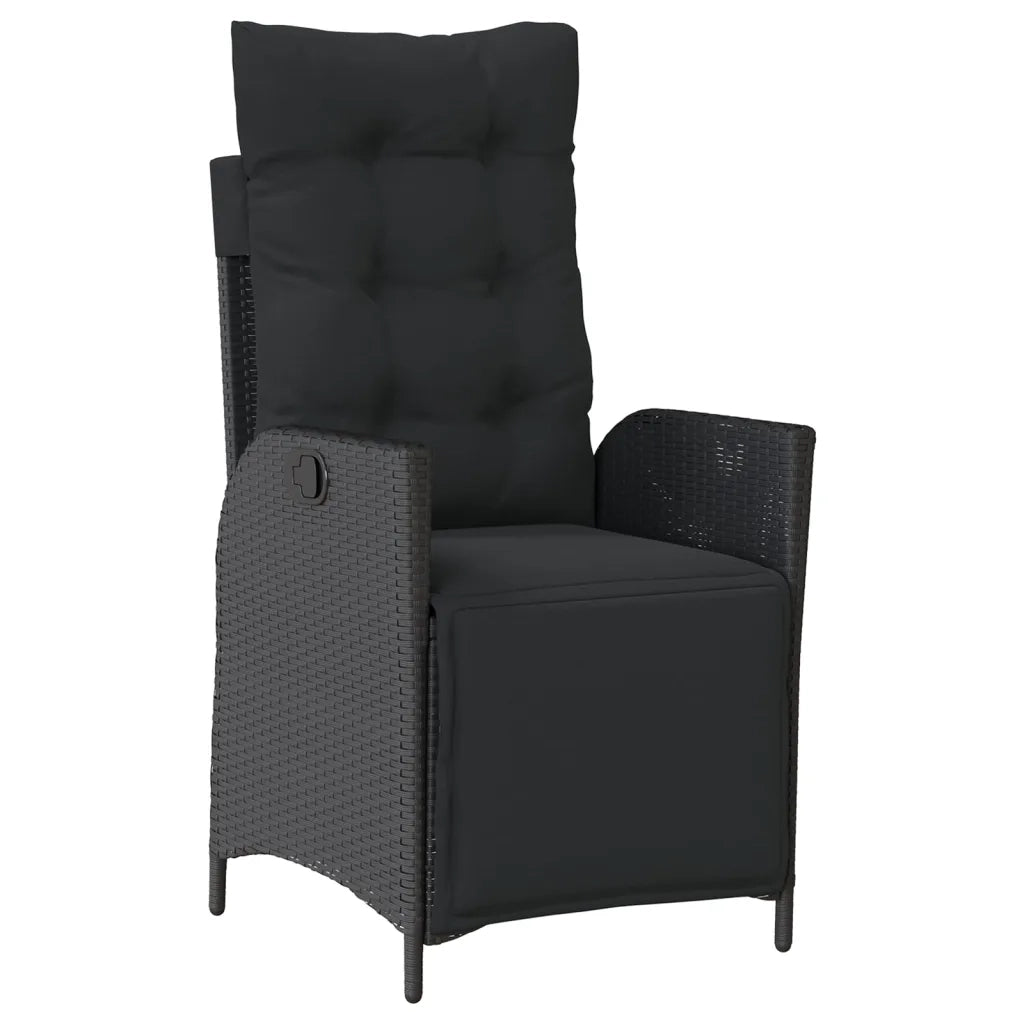 Set da Pranzo da Giardino 9 pz con Cuscini Nero in Polyrattan 3213405