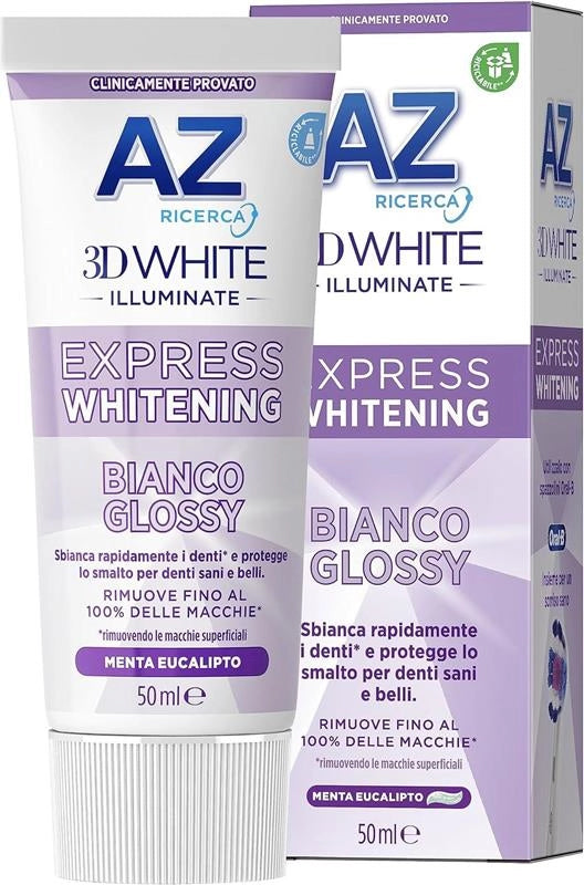 AZ DENTIFRICIO 3D WHITE ILLUMINATE EXPRESS WHITENING BIANCO GLOSSY 50 ML SBIANCA RAPIDAMENTE