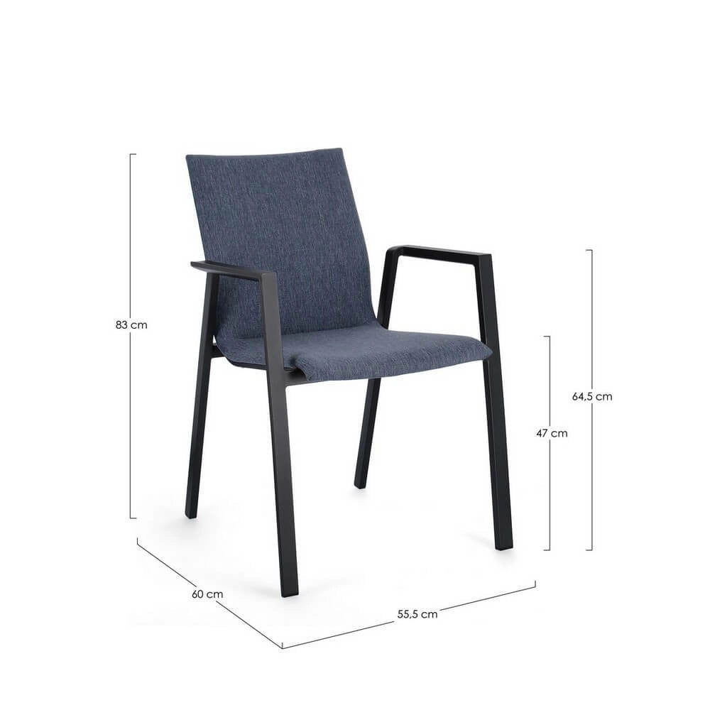 Set di 4 Sedia da Esterno con Braccioli in Alluminio e Tessuto - CLASSICAL