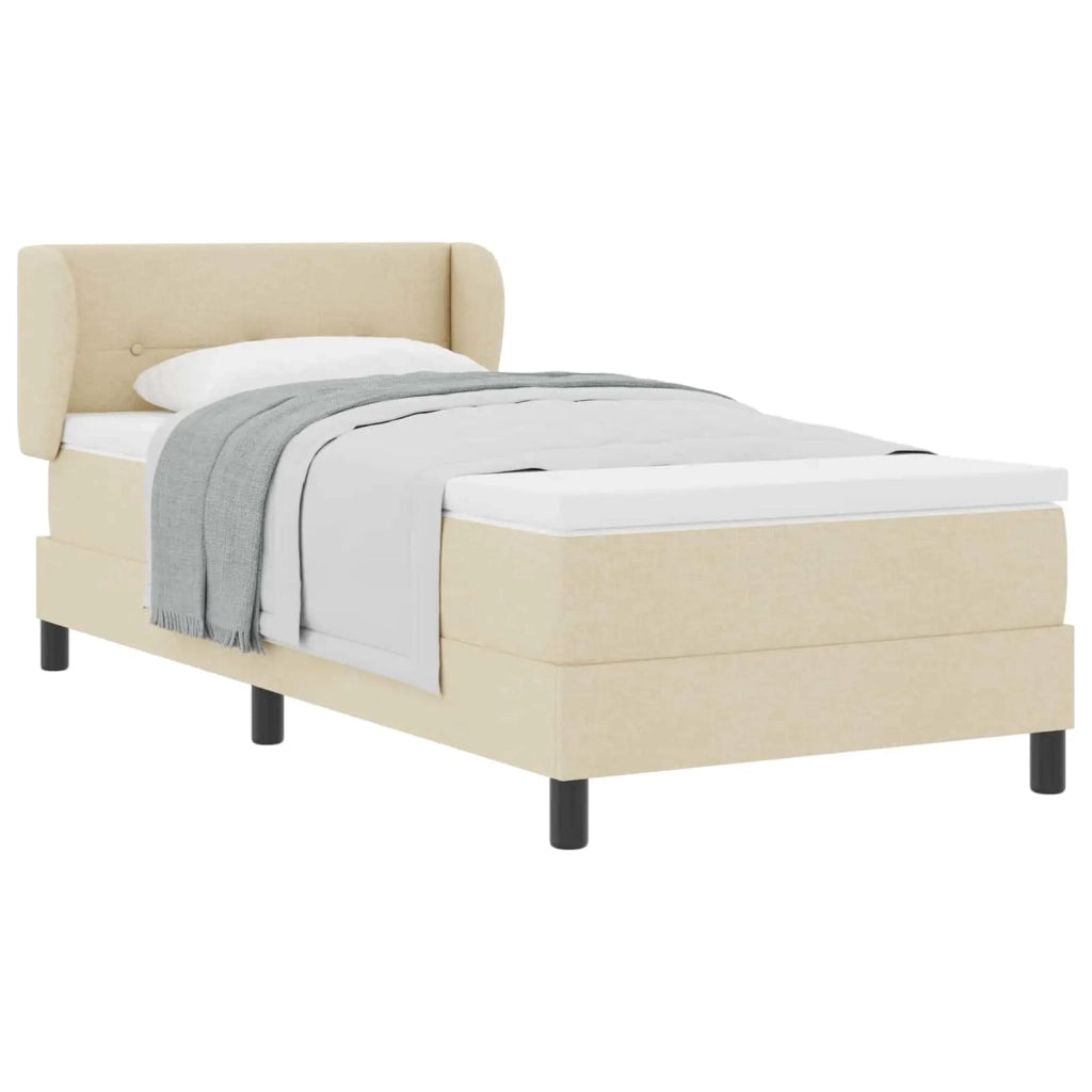 Letto a molle con materasso Crema 90 x 200 cm Tessuto 3340008