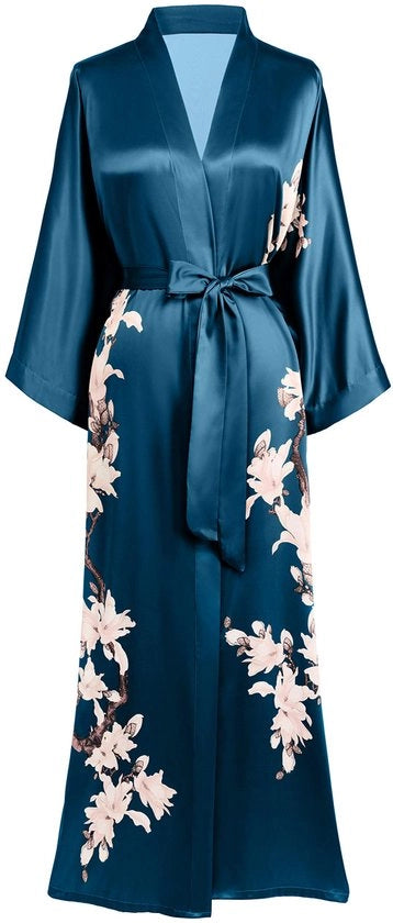 Kimono da Bagno Maxi con Print di Fiori per Donna