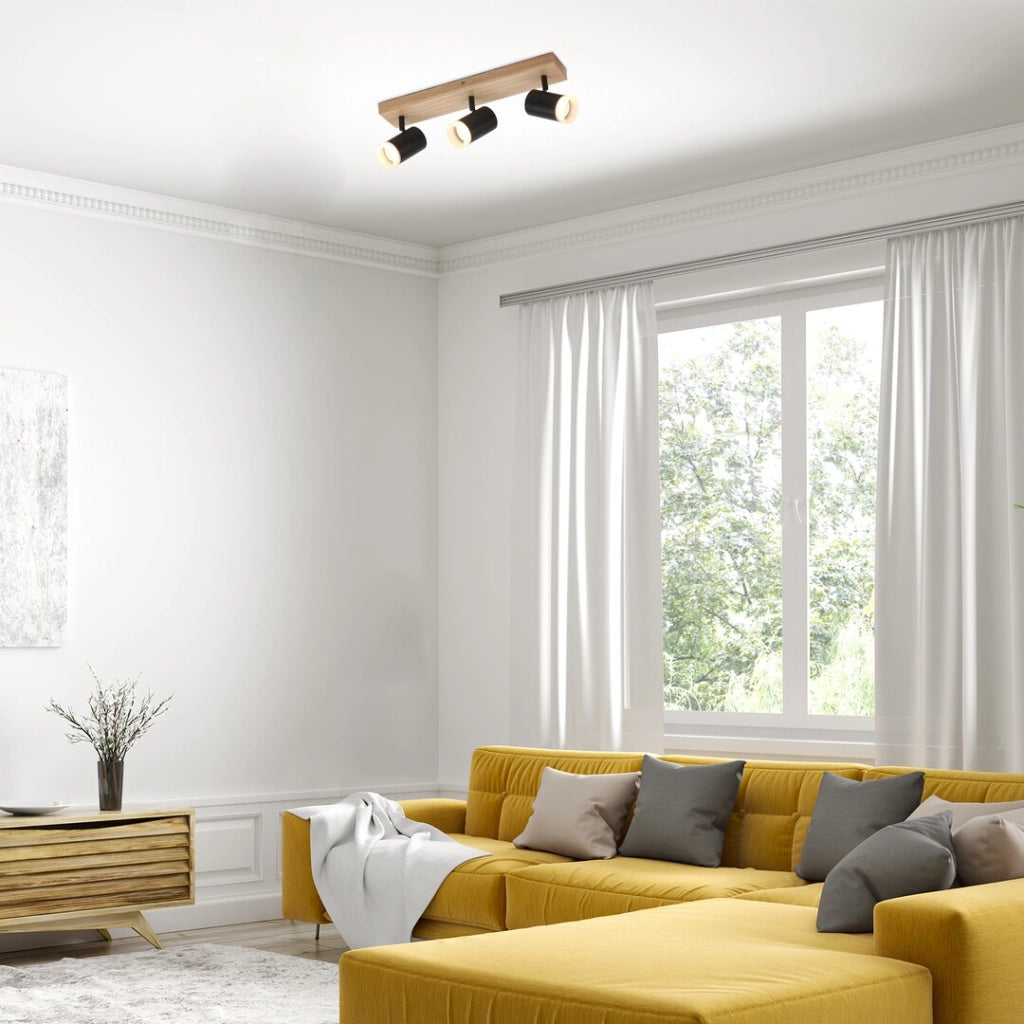 Plafoniera a barra Toras rovere/nero 3xGU10 5W Rabalux