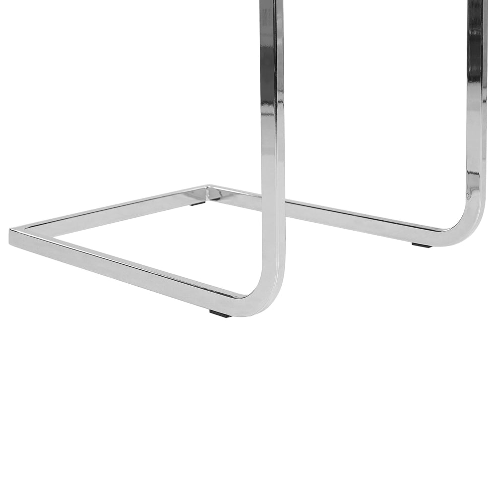 Set di 2 sedie da pranzo imbottite in velluto verde gambe a sbalzo argento senza braccioli design moderno