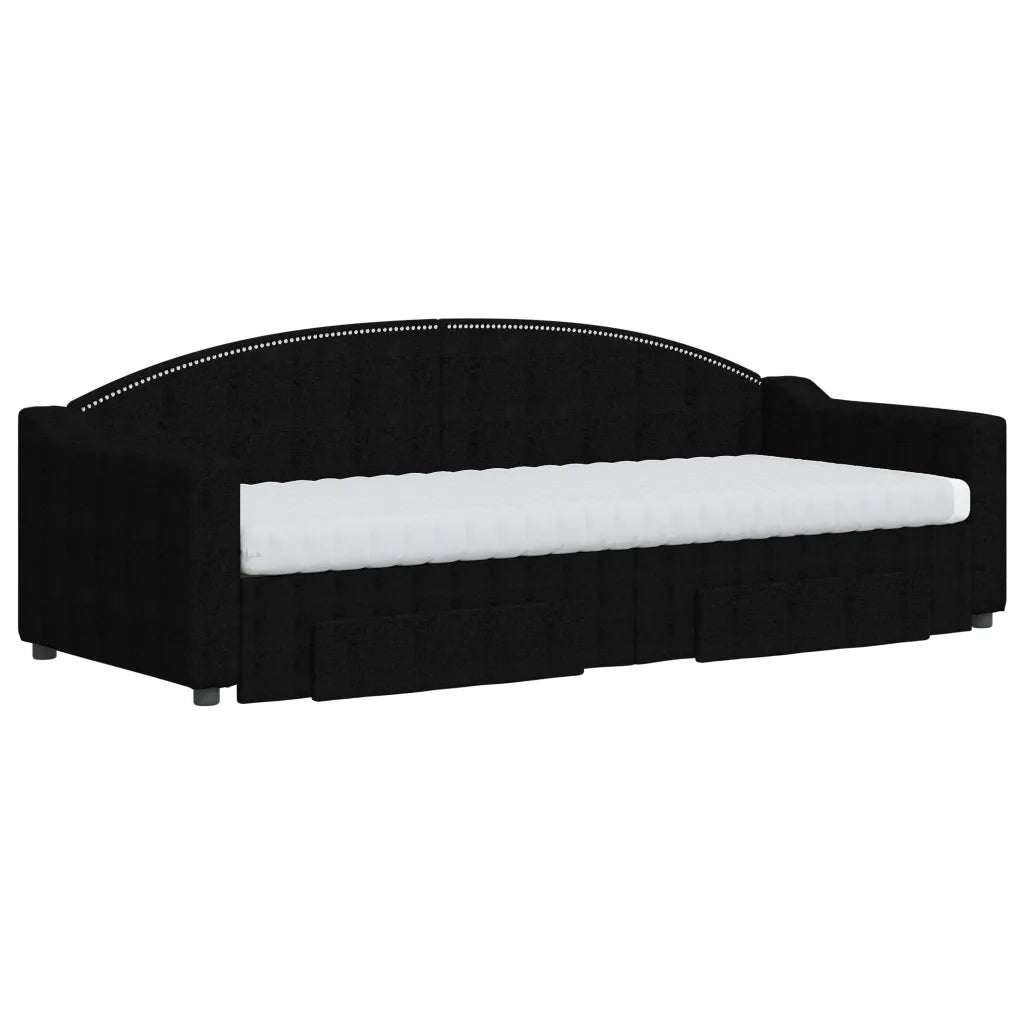 Divano Letto Estraibile con Cassetti Nero 80x200 cm in Tessuto 3197581