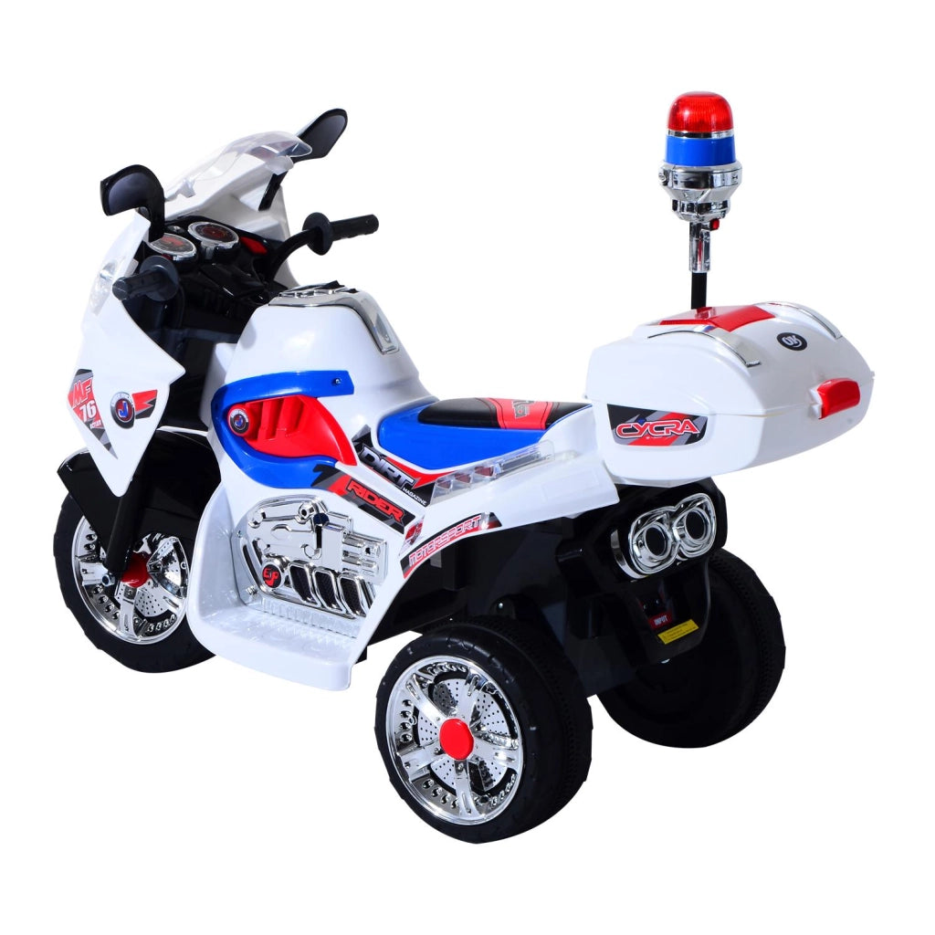 Moto Elettrica Polizia per Bambini 6V con Sirena Police Bianca