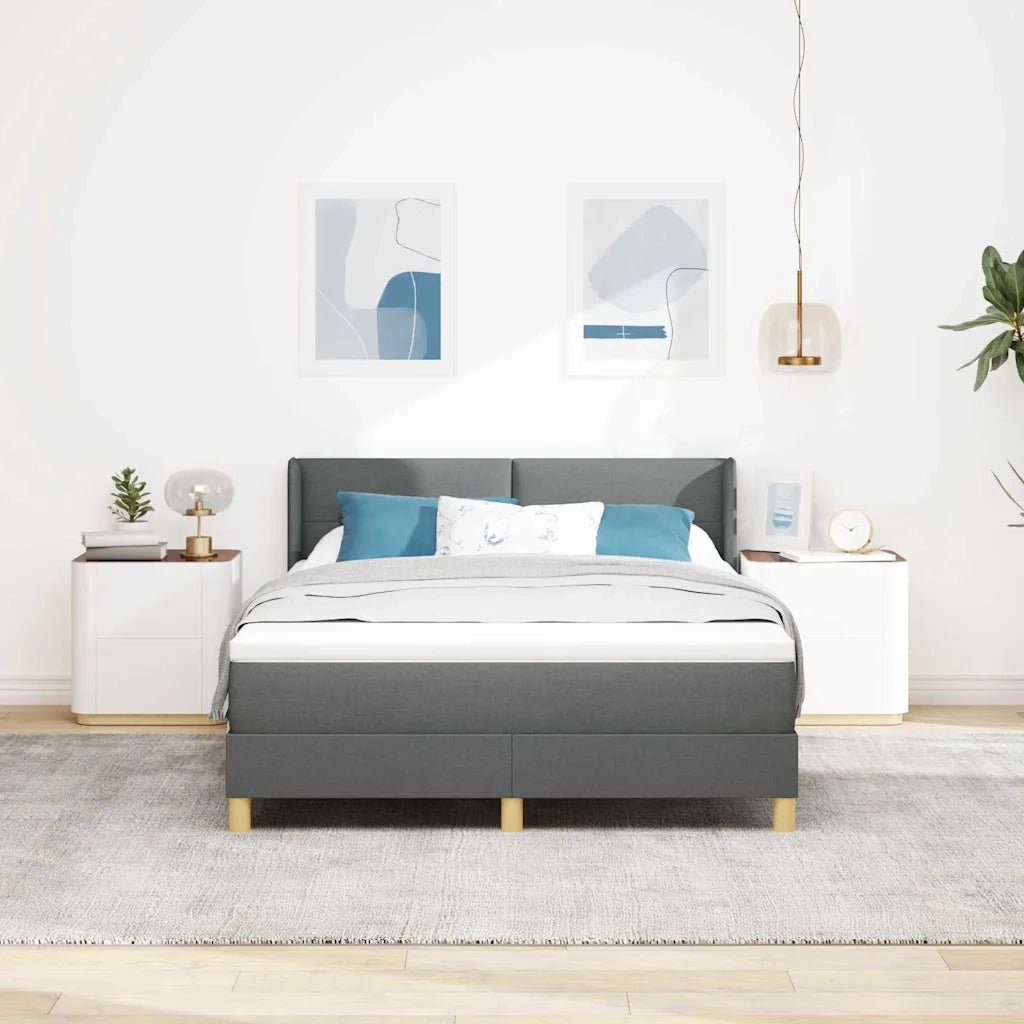Letto a molle con testiera Grigio scuro 200 x 160 cm Poliestere