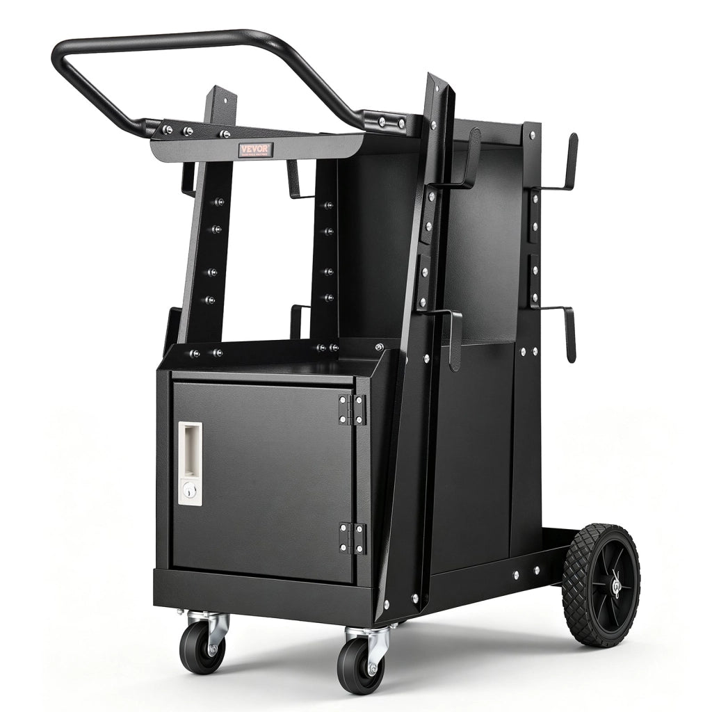 Carrello per Saldatura WT-79 a 2 Ripiani con Armadietto e Ruote Carico Max 80-120 kg per Saldatrici MIG TIG MMA e Officina
