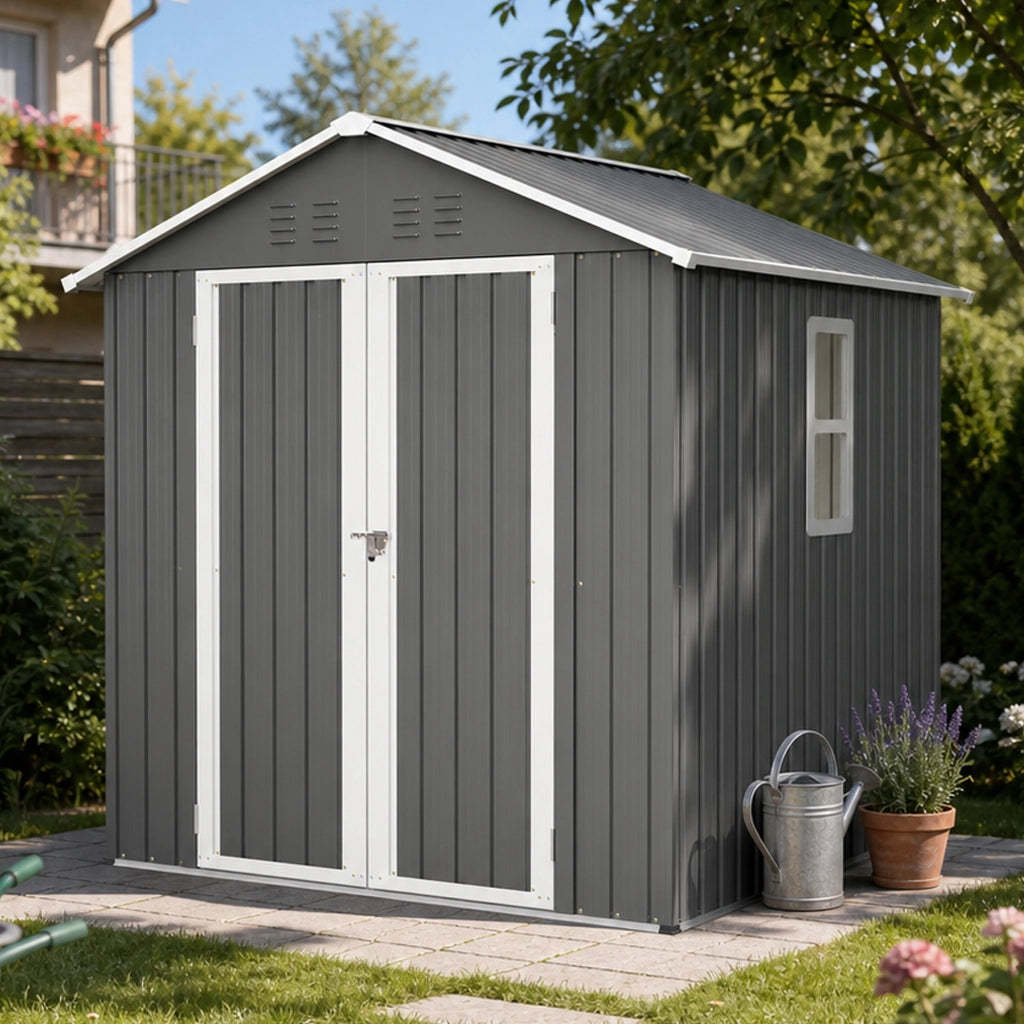 Casetta da Giardino 185x182x191 cm in Metallo Grigio - Resistente alle intemperie