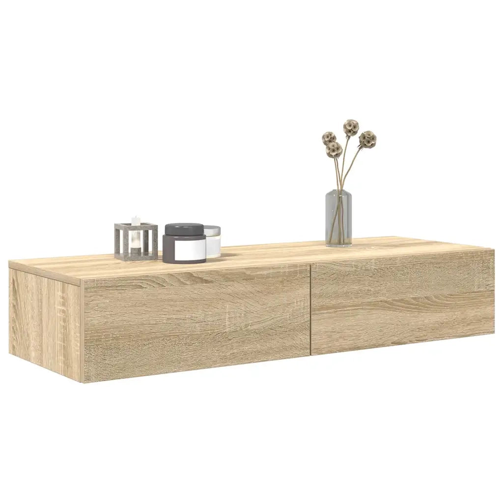 Scaffale a Parete con Cassetti Sonoma 100x36x19cm in Truciolato 859988