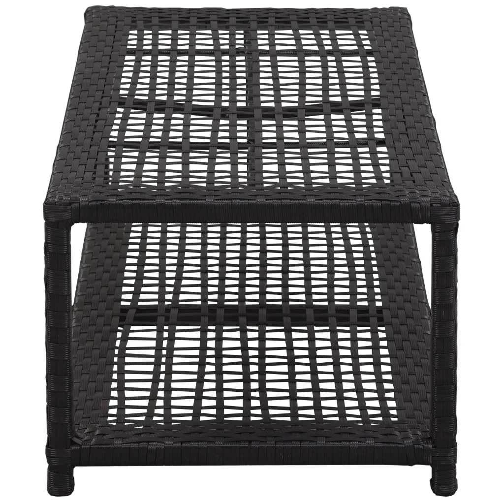 Scarpiera con Panchina Nera 80x40x30 cm in Polyrattan 46978