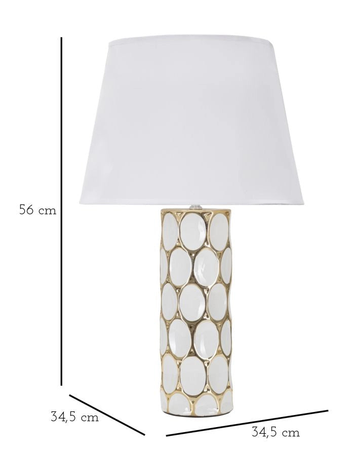 Lampada da Tavolo Glam Carv 34,5x56x34,5 cm in Ceramica Bianco/Oro