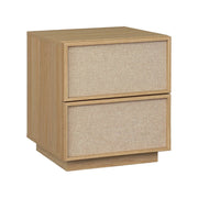 Comodino decorativo in legno e tessuto 2 cassetti