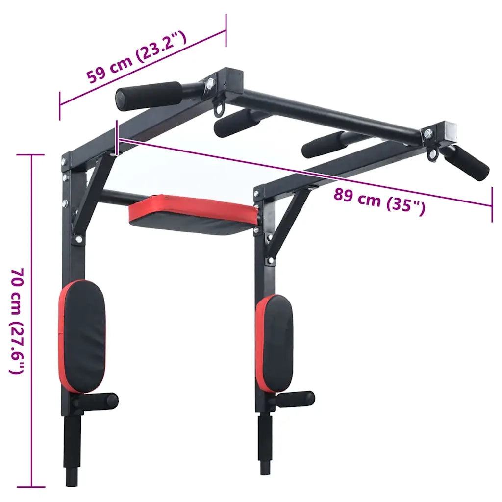 VidaXL Stazione per Trazioni e Dips Nero e Rosso 89 x 59 x 70 cm 42009160