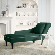 Sdraio con Cuscino e Bracciolo Destro in Velluto Verde Scuro 4009774