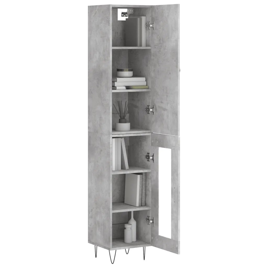 Credenza-Buffet-Armadio da cucina Grigio Cemento 34,5x34x180 cm in Legno Multistrato 896157