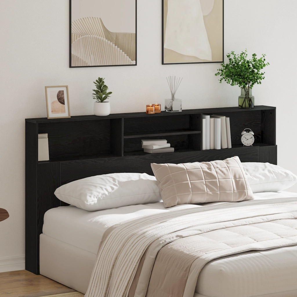 Testiera per letto in rovere nero, 200x19x103,5 cm, Legno ingegnerizzato